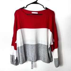 Six/Fifty Striped Lightweight Drawstring Cotton Pullover One Size